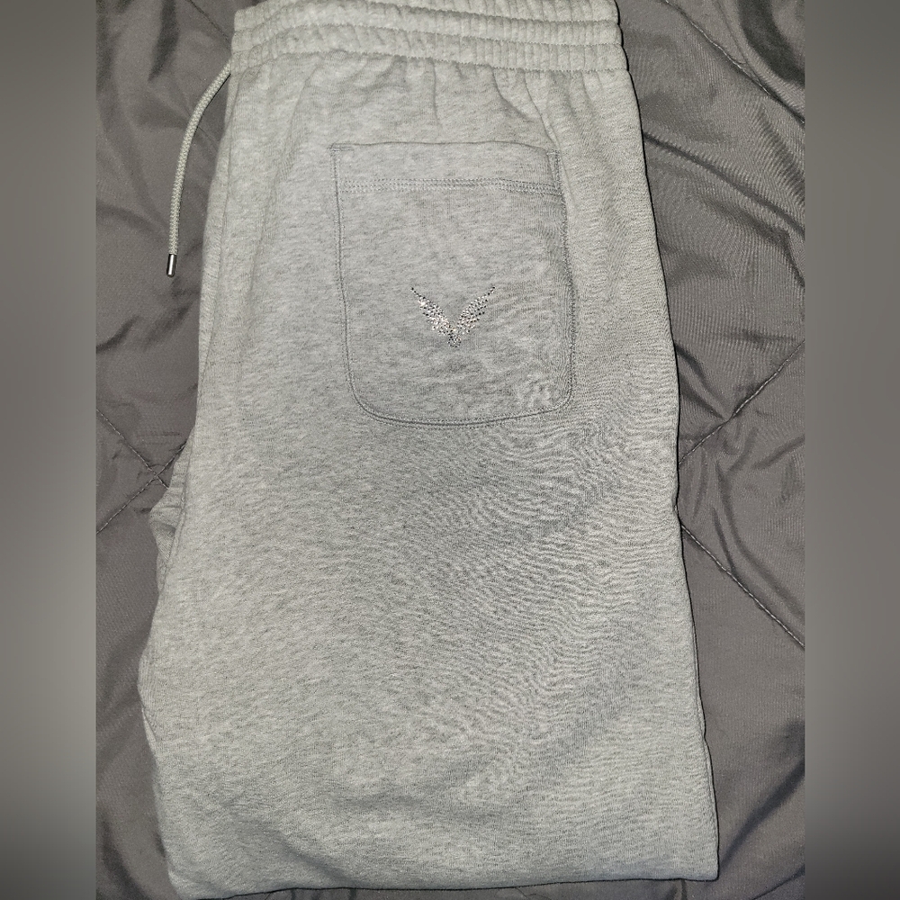 Victoria's Secret Light Gray Joggers with Rhinestone Logo XL